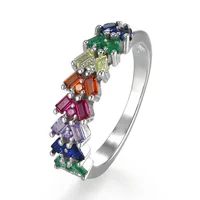 

Kenturay hot sale 925 sterling silver fashion womens rhodium plated colorful rainbow CZ jewelry rings for girls