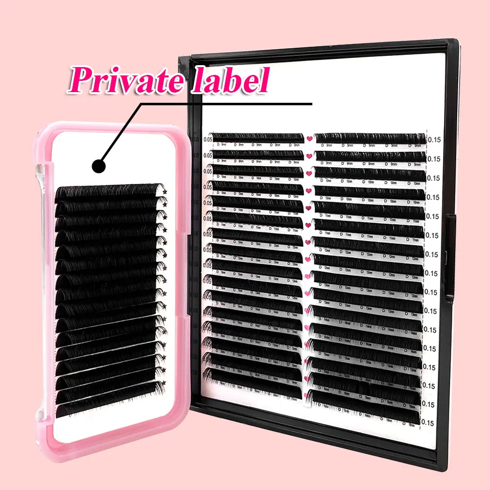 

03 volume eyelash extensions hand made volume fans siberian mink eyelash tray, Natural black