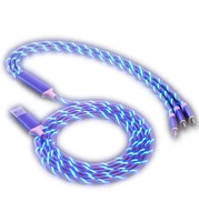 

LED Streamer 3 in 1 Fast Charging Cable Mobile Phone Charger Wire Cable Micro USB Type C Lighting For iphone Huawei Xiaomi Cord