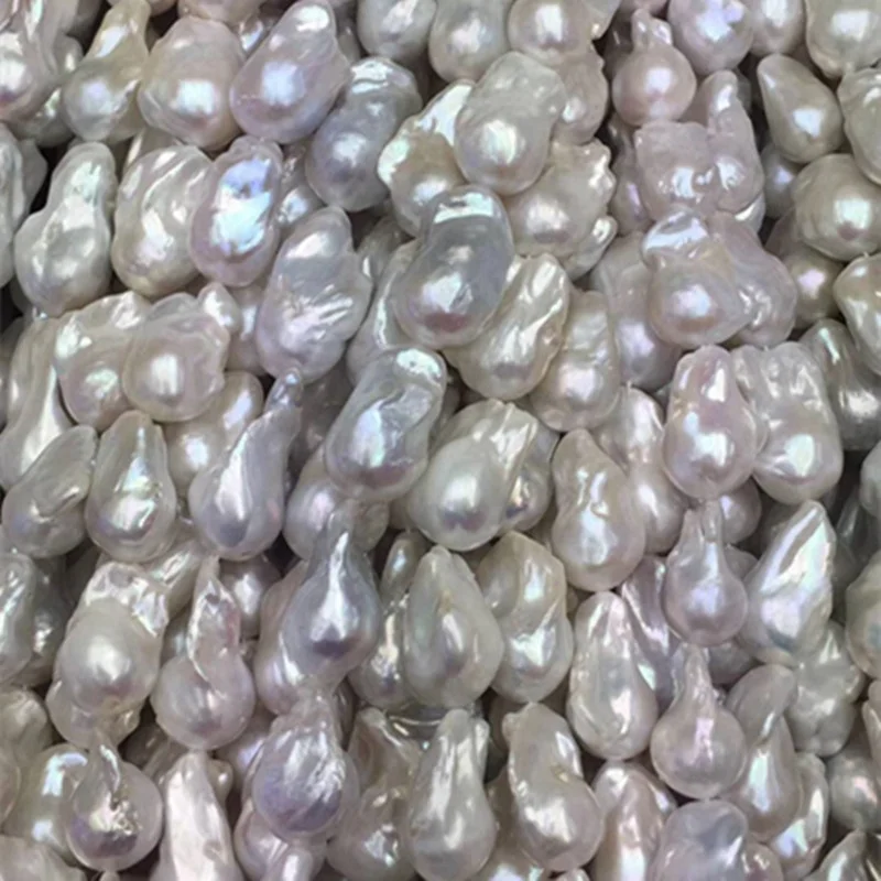 

3A Irregular shape Excellent quality white color natural baroque shape pearl 15mm-16mm large szie baroque pearl strand