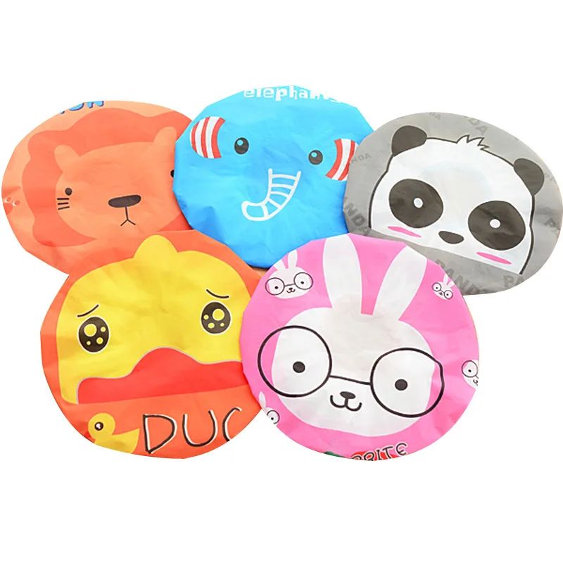 

D161 Cute Cartoon Animal Pattern Sleeping Caps Lace Elastic Band Waterproof Shower Bath Hair Cap, 9 colour