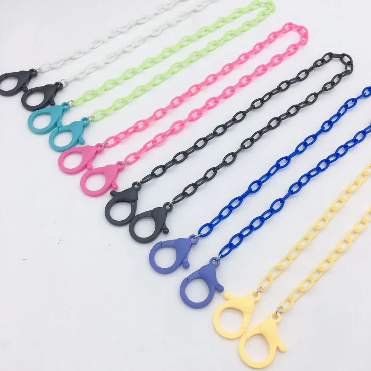 

Factory direct custom colorful plastic cuban link long chain necklaces lanyard, Multicolor