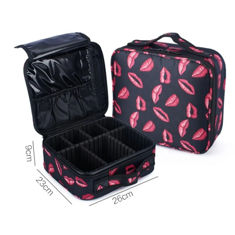 

Travel Makeup Train Case Makeup Cosmetic Case Organizer Portable Storage Bag with Adjustable Dividers for Cosmetics