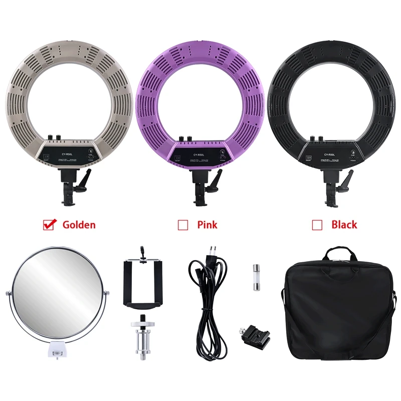 

FOSOTO CY-R50L 18 inch Christmas present phone led ring light, Gold pink black