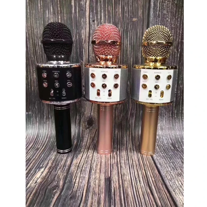 

Amazon hot selling WS858L Portable KTV Wireless Karaoke Microphone With LED Lights Home Party Hifi wireless Speaker