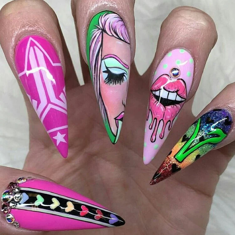 

2020 Handmade Manufacture Senboma Wholesale Stiletto Salon False Nails Colorful Press on Nails