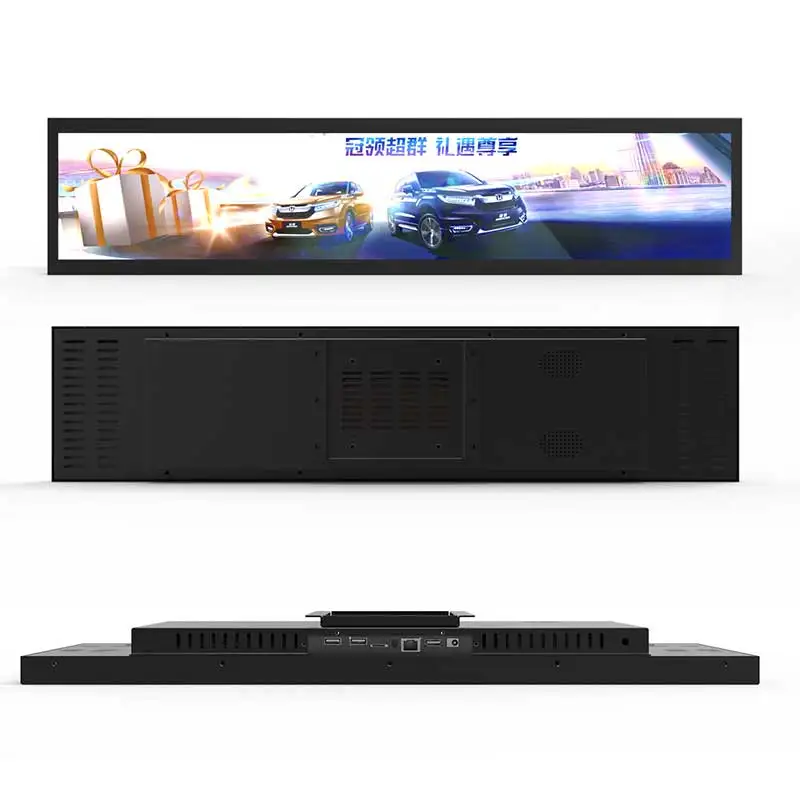
38.5 inch stretch bar totem display lcd taxi high brightness strip wide supermarket led advertising screen 