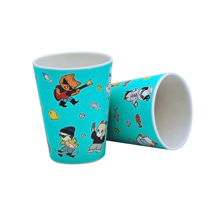 

Kids reusable cartoon drinking cup biodegradable bamboo fiber mug, As picture