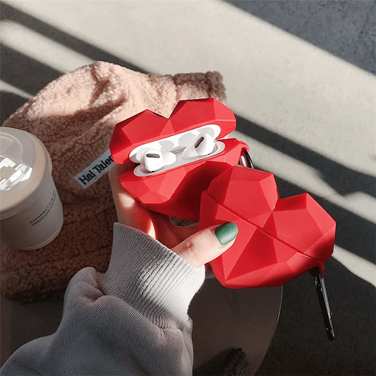

3D Cute Sexy Red Lovely Heart Earphone Case for Apple Airpods 1 2 Pro 3 Wireless Headset Cover Gift