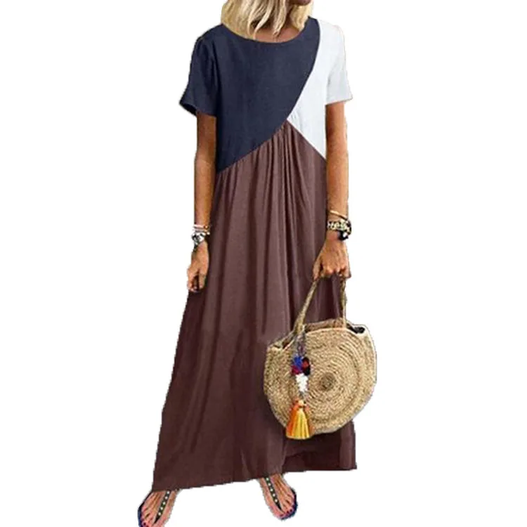 

Women long dress summer maxi dress short sleeve dresses, Picture color