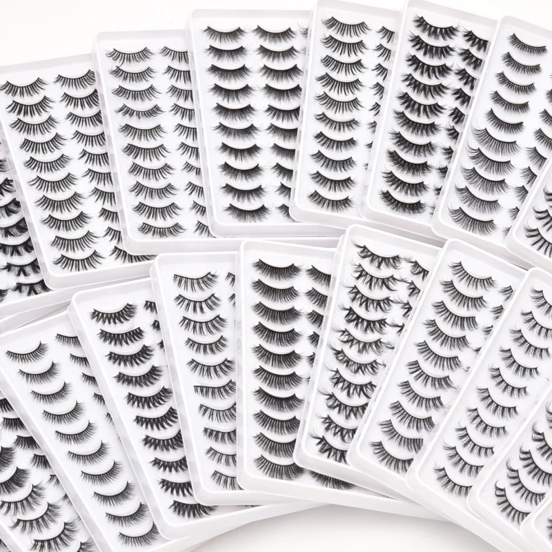 

20 pairs AliExpress Amazon Supplier Wholesale eye lashess popular lash for 25mm 3d mink eyelashes strip lashes false eye lashes, Black