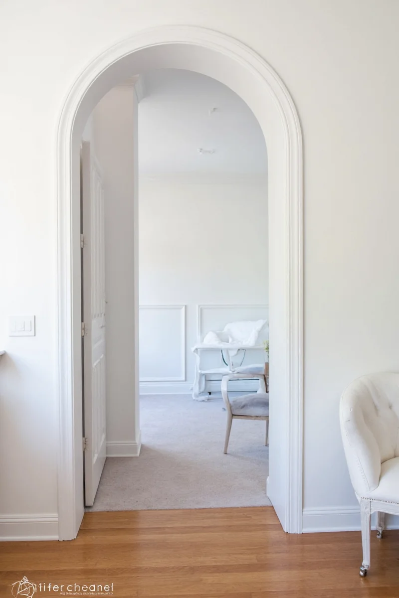 Rustic distressed wood arched doorway