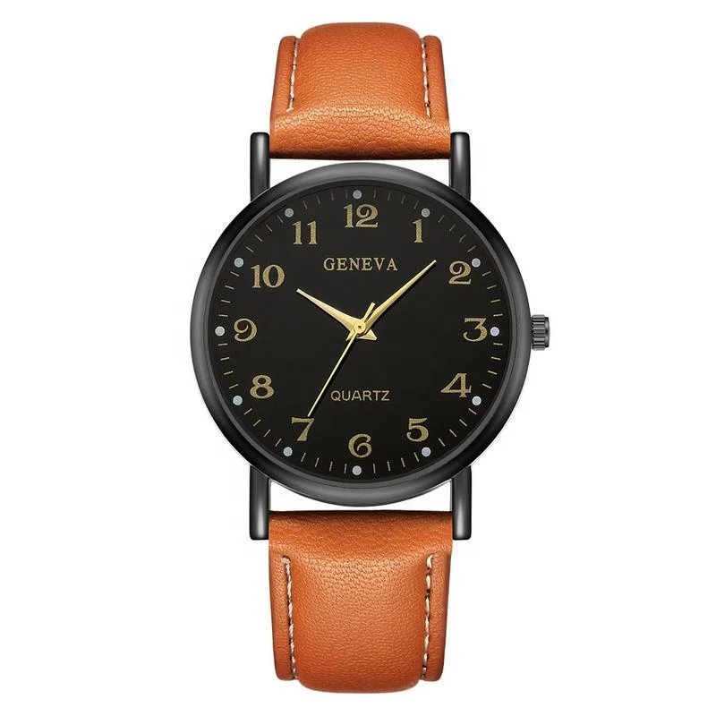 

612 Fashion Color Leather Wrist Watch Man Women Vogue Quartz Watch Business Outdoor Classic Watch, 4 colors