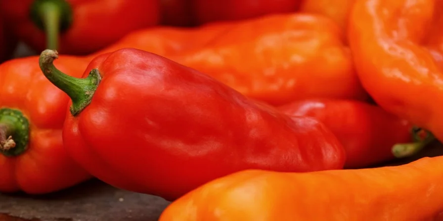 Close-up of hot peppers growing on a plant in a garden