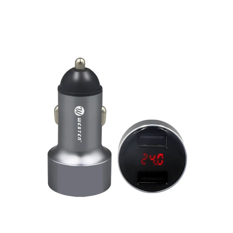

Universal Mini USB single port Car Charger 2 Port Fast Charging Car Charger Adapter For Mobile Phone, Sliver