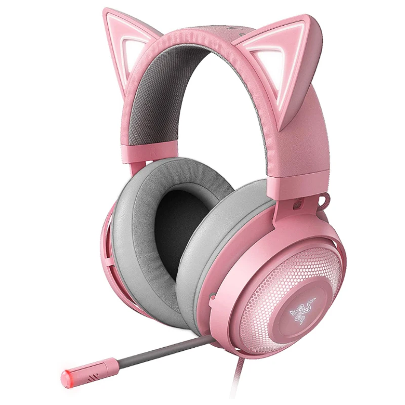 

Original Razer Kraken Kitty Edition Gaming Headset RGB Pink USB Cat Ear Wired Headphones