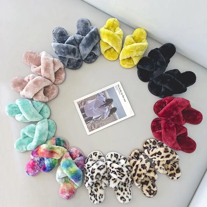 

Slippers Flip Flop Open Toe Cozy House Memory Foam Sandals Women's Fuzzy Fluffy Furry Fur Slides, 10 colors /custom
