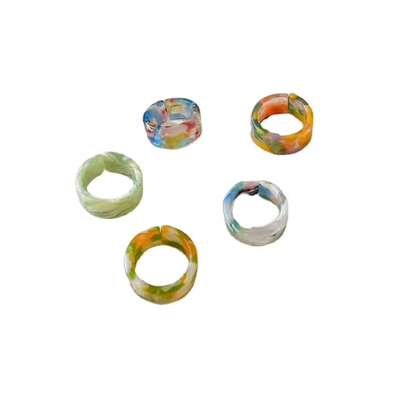 

China Factory Personality Resin Acrylic Marble Design Rings Custom Rings, Colorful