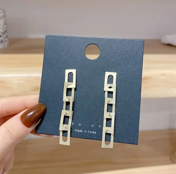 

Korean ins long geometric tassel earrings fashion vintage temperament metal earrings jewelry