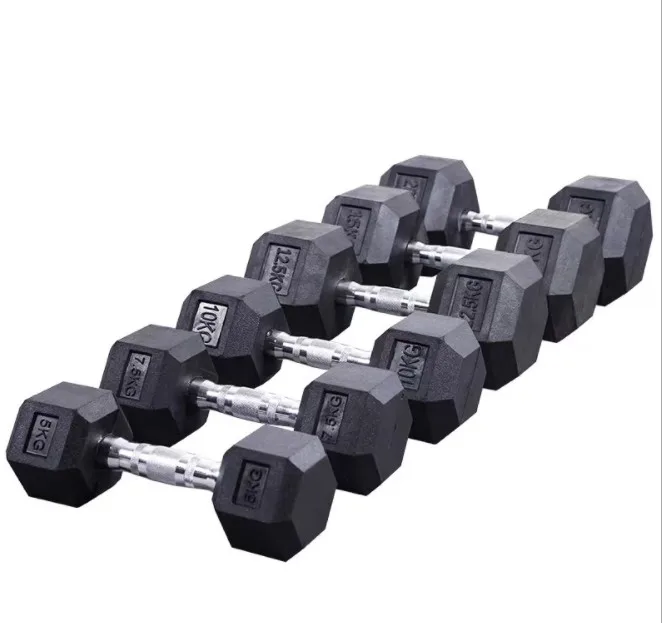 

Hexagonal Dumbbell eco-friendly Rubber coated Hex dumbbells fitness home commercial Weight Lifting dumbbell