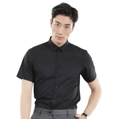 

Men Office Dress Formal Uniform Shirts Wear For Dress Business Shirt Short Sleeve, 5 colors