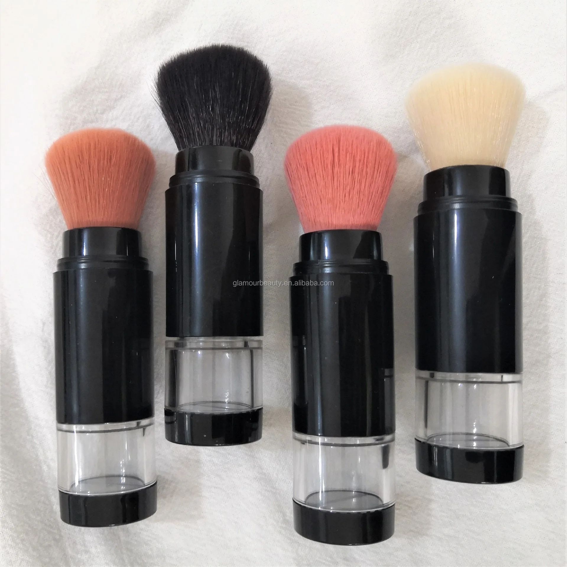 

powder high quality black private label makeup body cosmetic container dispensing refillable loose body wholesale powder brush