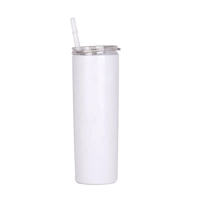 

Hot selling 20oz sublimation tumbler straight blanks double wall vacuum insulated slim sublimation flask, White