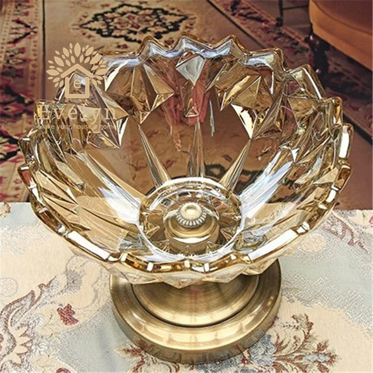

luxury crystal flower shape glass display tray table for wedding decor, Copper