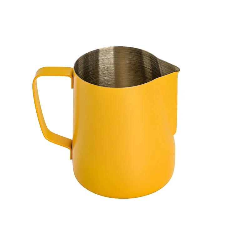 

12oz  espresso coffee streaming pitcher milk frothing jug yellow color