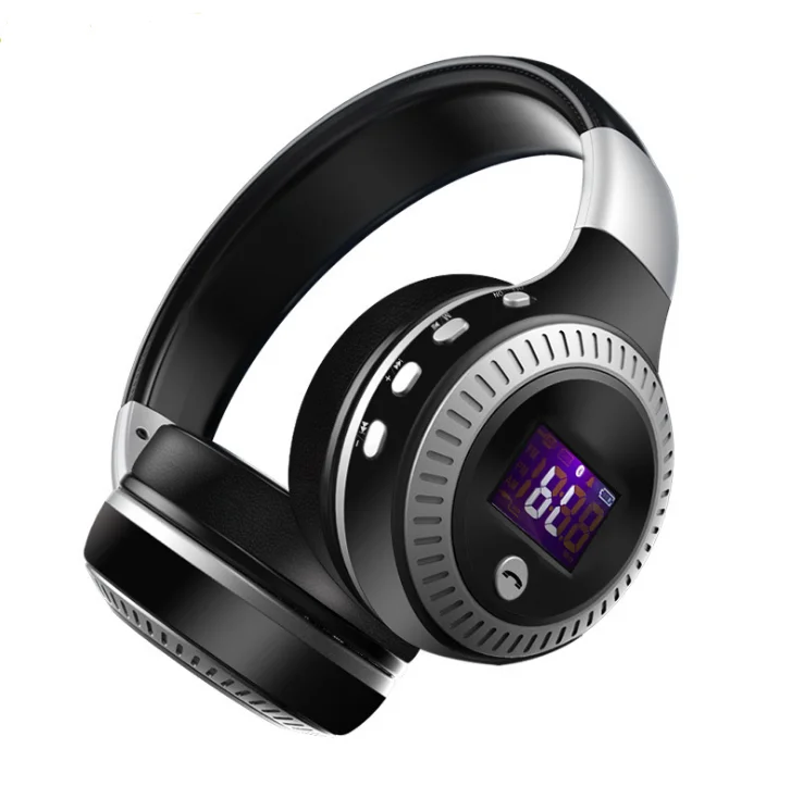 

Wireless Headphones with fm Radio Blue Headset Stereo Earphone with Microphone for Computer Phone Support TF Aux