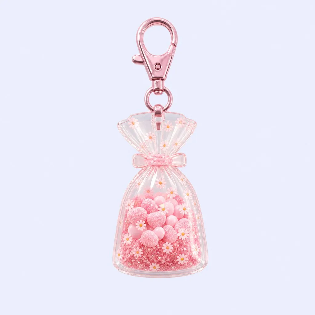 Showcase 1 - Peach Pink Daisy Keychain