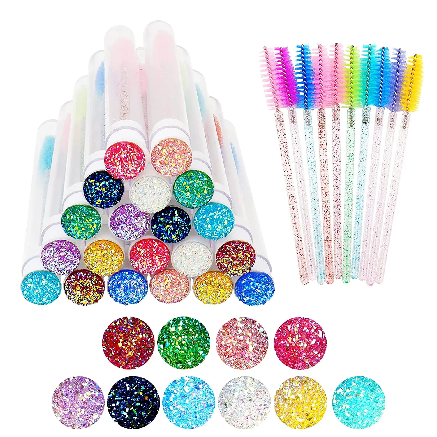 

Disposable glitter eyelash mascara brushes empty mascara wands tubes with brush mascara lash wands, Pink,blue,pink,purple,green,black