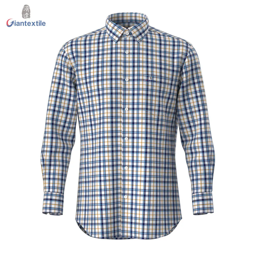 

New Arrival Blue Yellow check Shirt Bamboo fiber Check Casual Long Sleeve Sustainable Shirt for Men