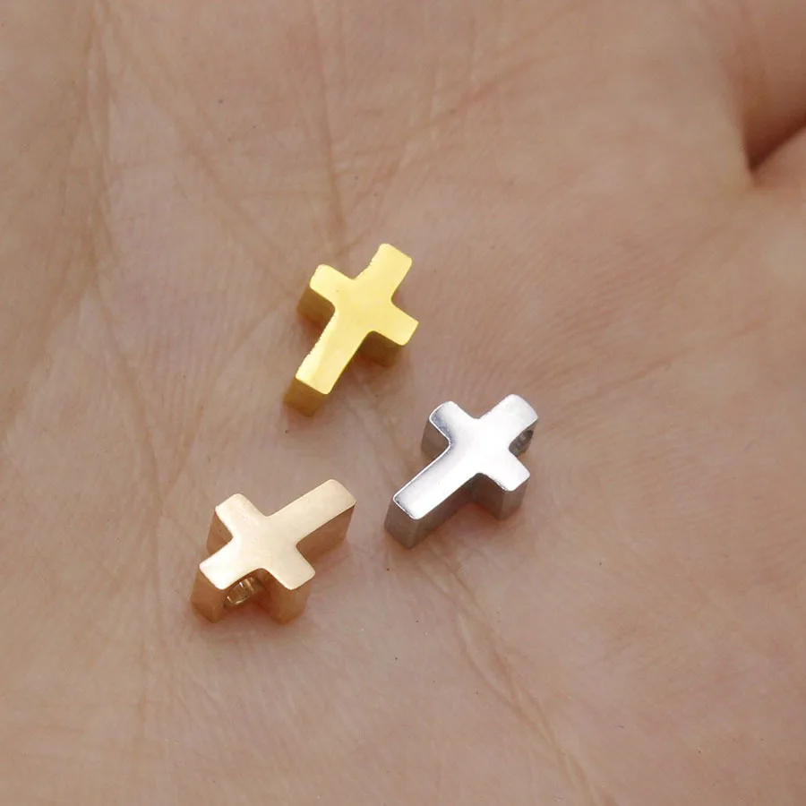 

5x8mm Laserable Engravable Gold/Silver/Rose Gold Religion Stainless Steel Blank Engraving Cross Pendant Charm