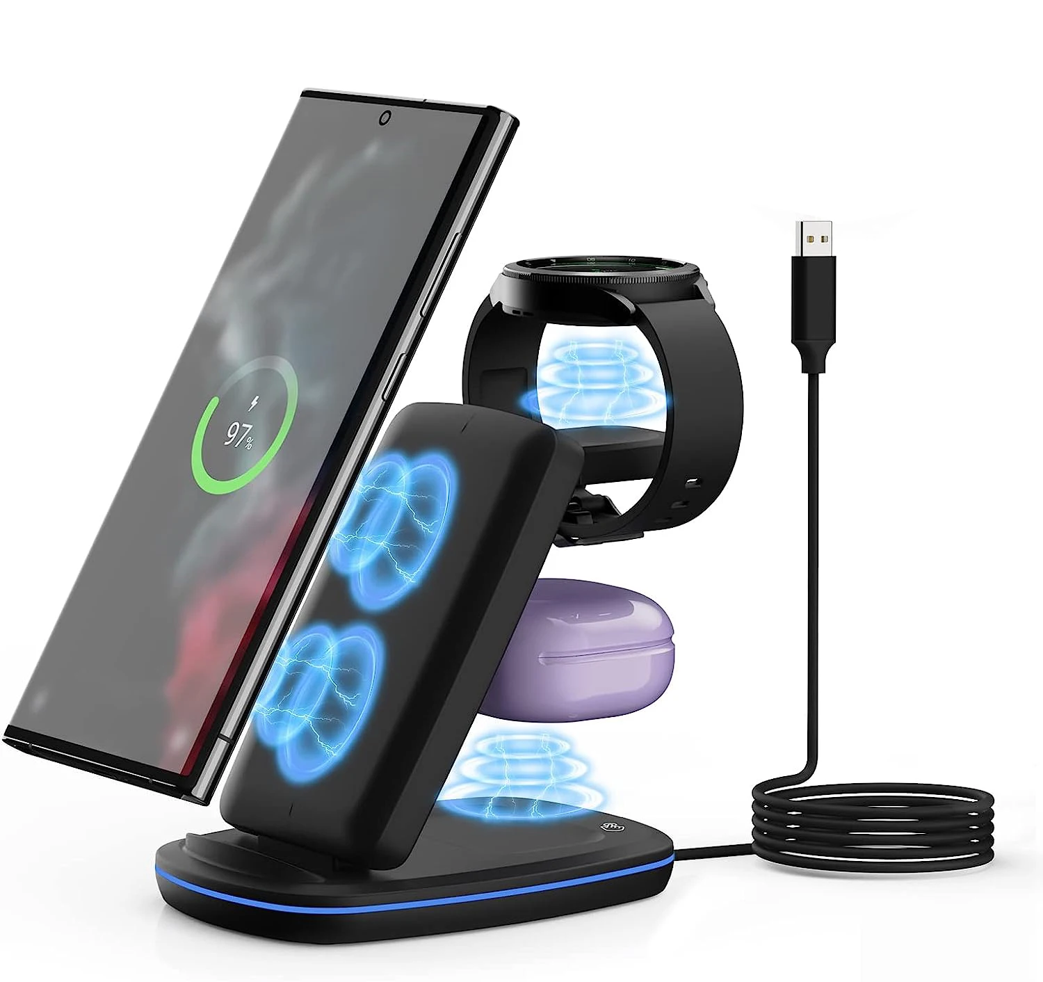 

3 in 1 Wireless Charger for Samsung S23 S22 Ultra Note Flip Fold 4 Galaxy Watch 5 Pro/5/4/3/Active 2 Charging Station Stand