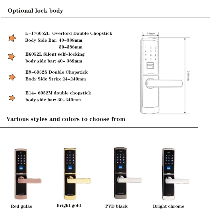 Wireless Wifi APP Smart Controlled Electronic Fingerprint Door Lock for Home and Apartments