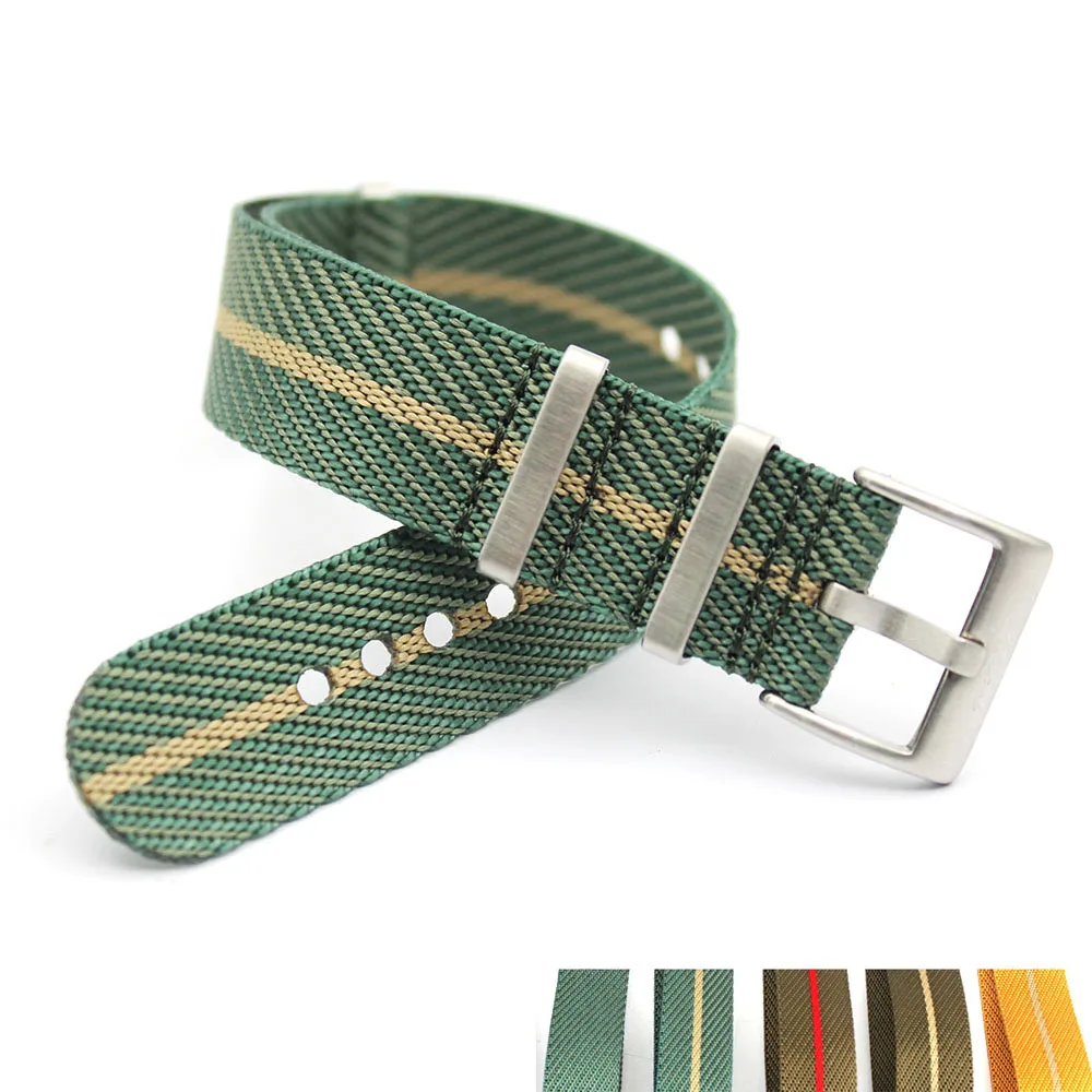 

Amazon Best Seller Green Beige Twill Pattern Seatbelt Nato Strap Nylon