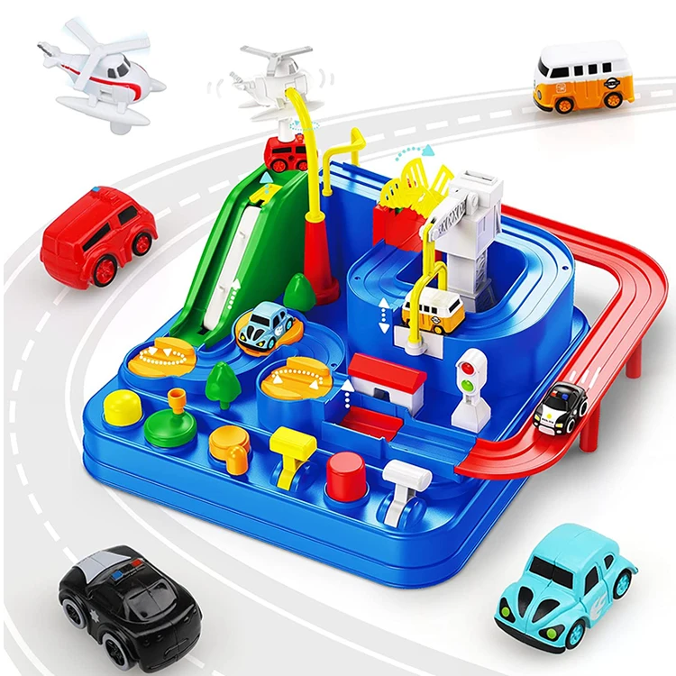 

Kids Educational Slot Rail Vehicle Parking Lot City Rescue Track Race Car Adventure Toy