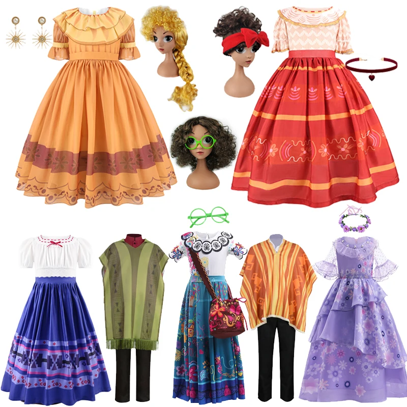 

LZH baby clothing girl Encanto Madrigal Bruno Camilo Costume Children Kids Party Dolors Pepa Luisa Isabella Mirabel Girls Dress