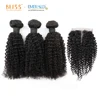 Bliss Emerald 100% Virgin Indian Cuticle Aligned Human Hair 3+1 3 Bundles Baby Deep Curly with Lace Front Closure