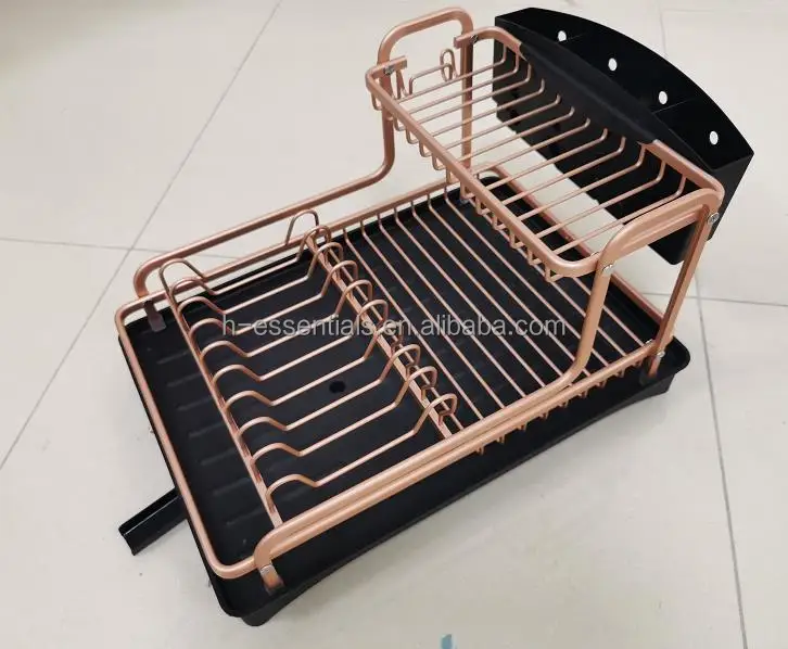 

Dish Rack Aluminum DrainerDrying Rack Removable Drip Tray Large Storage Draining Board Cutlery Holder Cup Plate Rack