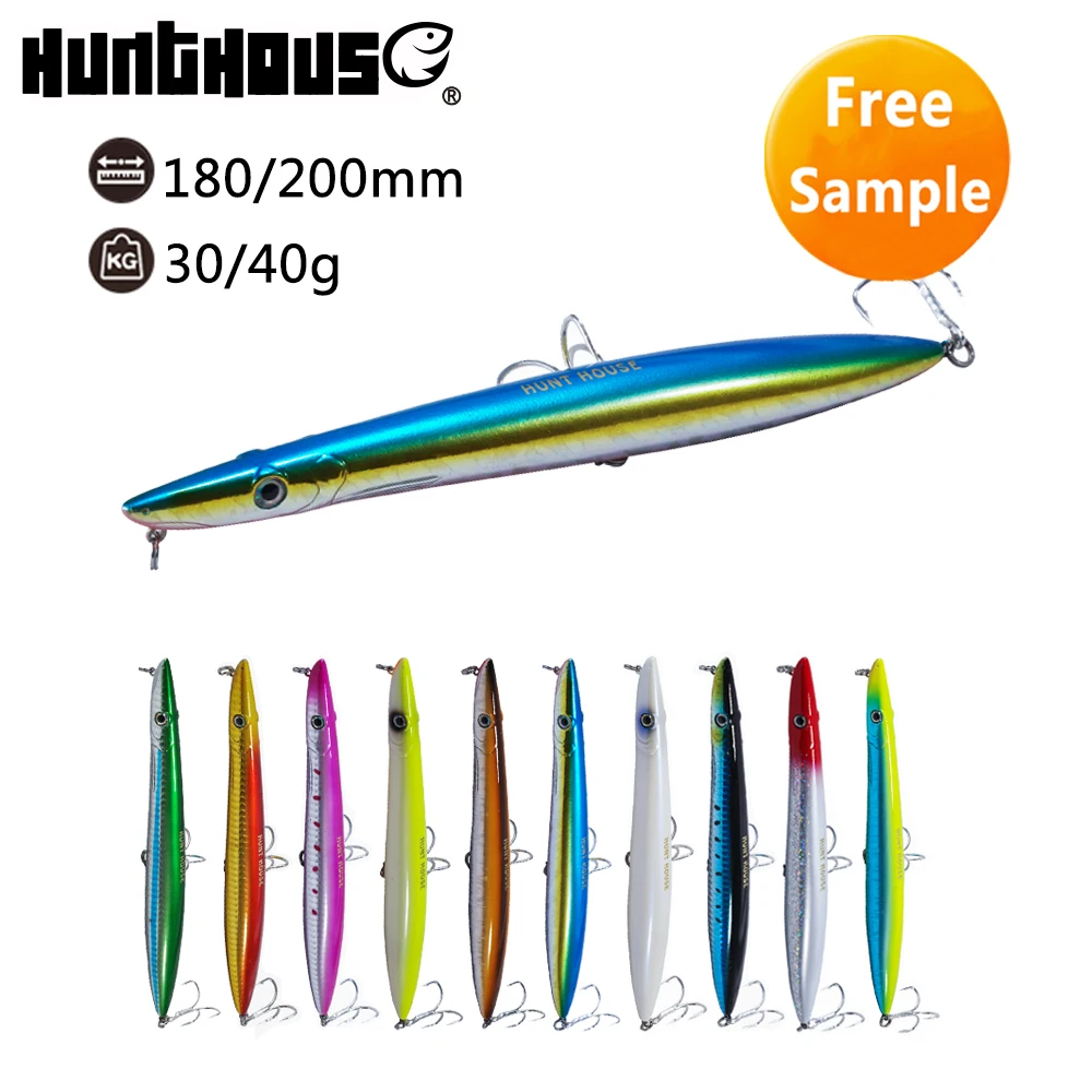 

Hunthouse big fishing lure long casting abs gard plastic floating artificial pencil bait, Vavious colors