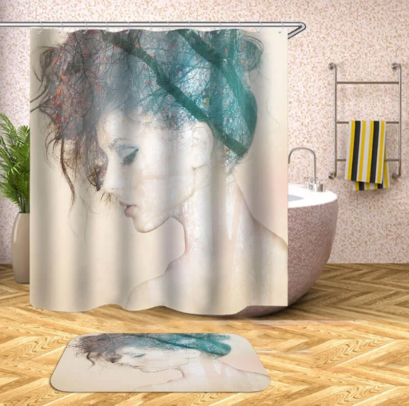 
i@home personalized polyester fashionable women bathroom sets with shower curtain and rugs 