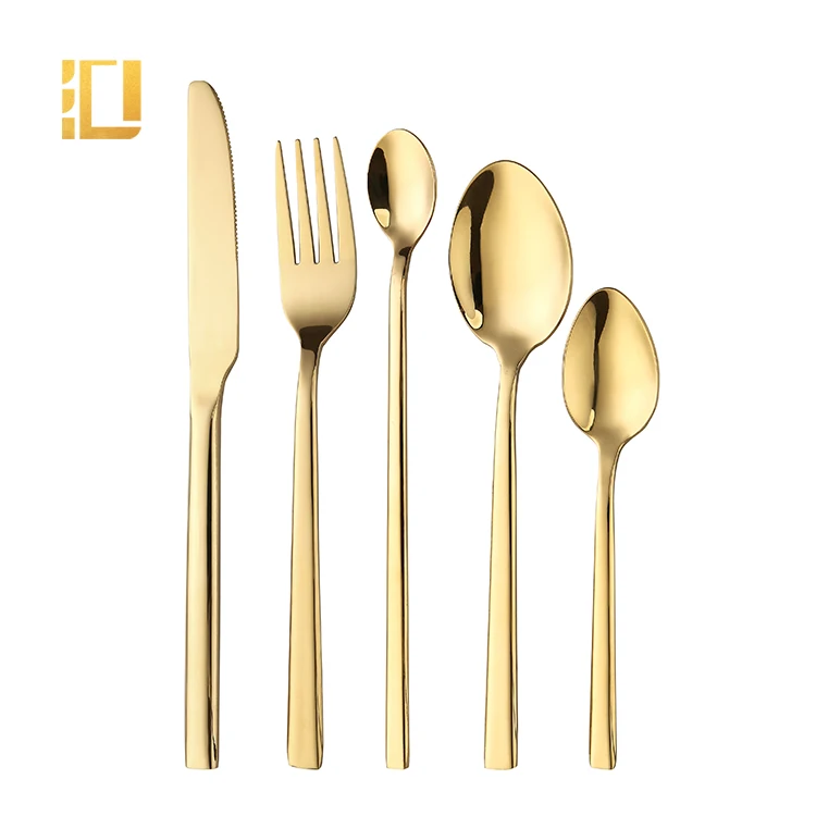 New Arrivals Bulk Steel Gold Flatware Wedding Spoon And Fork Set