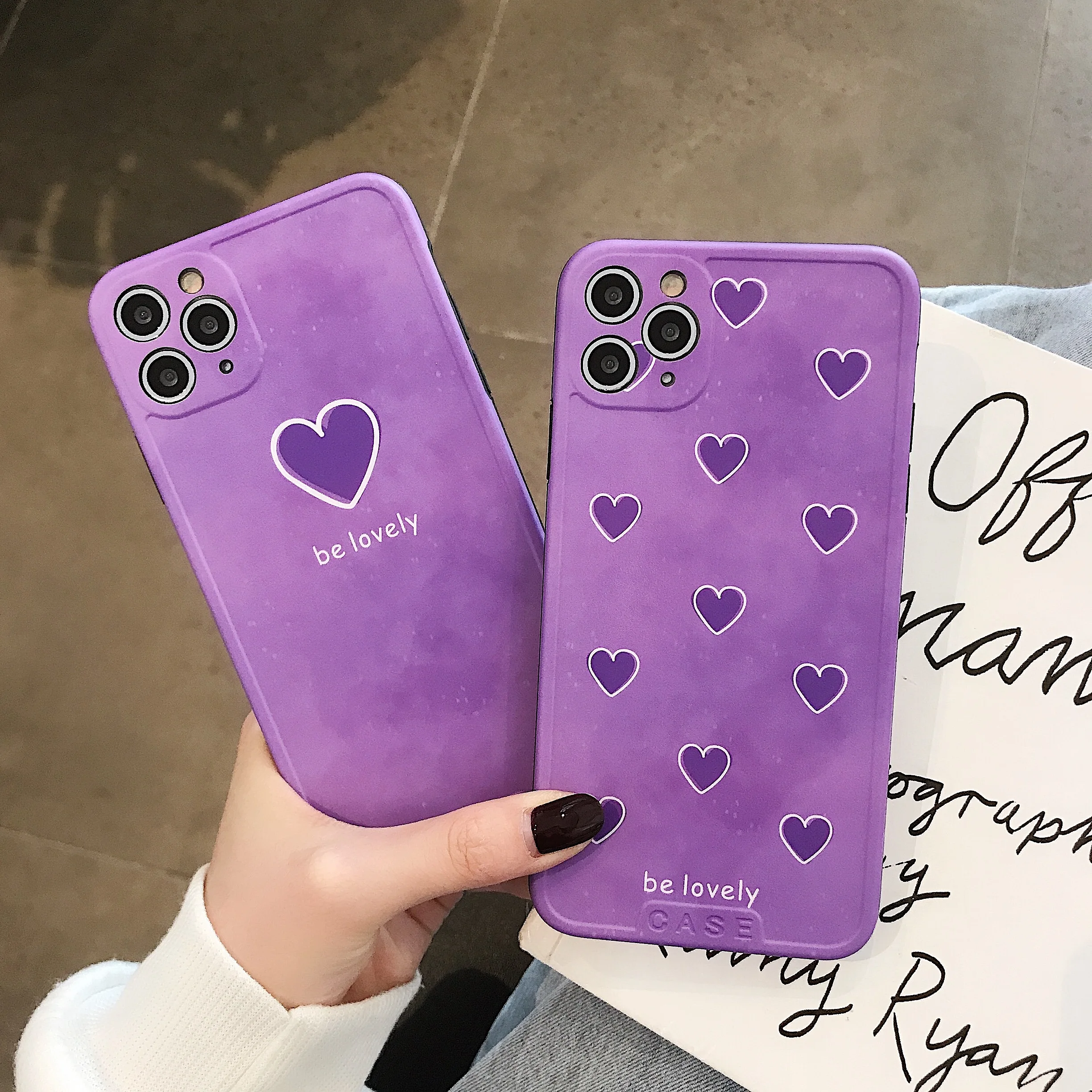 

Free Shipping Fashion Purple Heart Be Lovely Phone Case for iPhone 11 XS MAX XR 7 7Plus