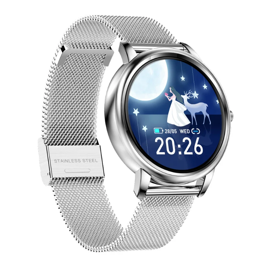 

2020 Newest Girl Mk20 Smartwatch 1.09 Inch Custom Dial Women Watch Wristband Heart Rate Blood Pressure Smart Watch Mk20