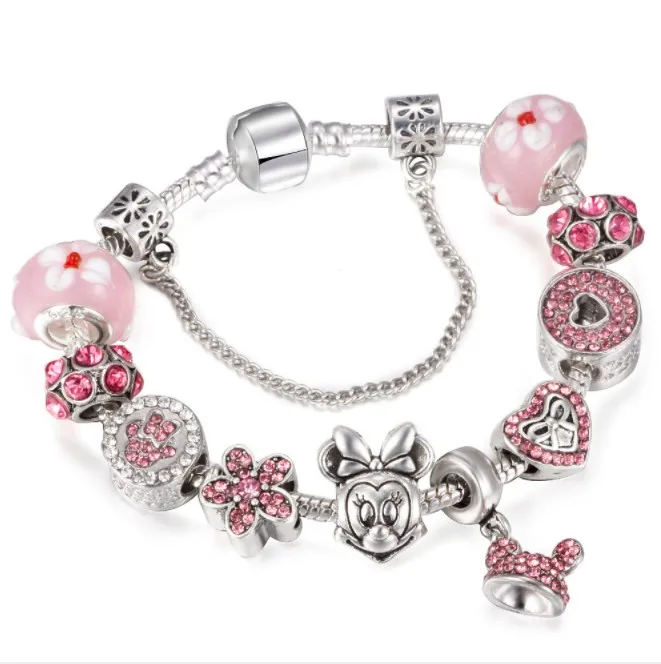 

Kids mickey and minnie accessories bracelets mickey minnie pink charm bracelets for women kid mur, Picture