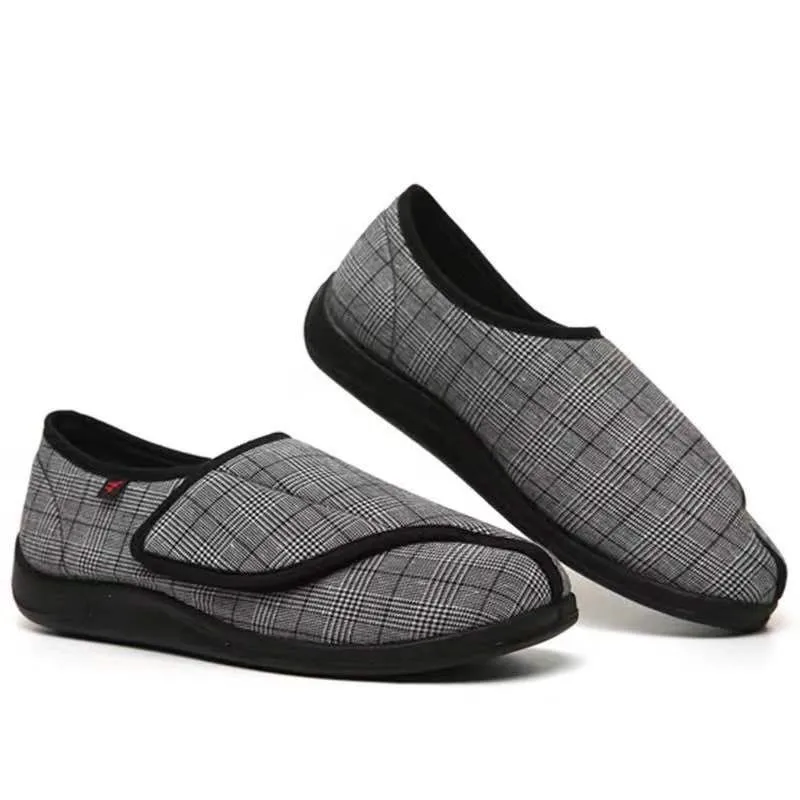 
Adjustable broadband shoes special design for comfortable diabetic medical orthopedic grey color shoes 