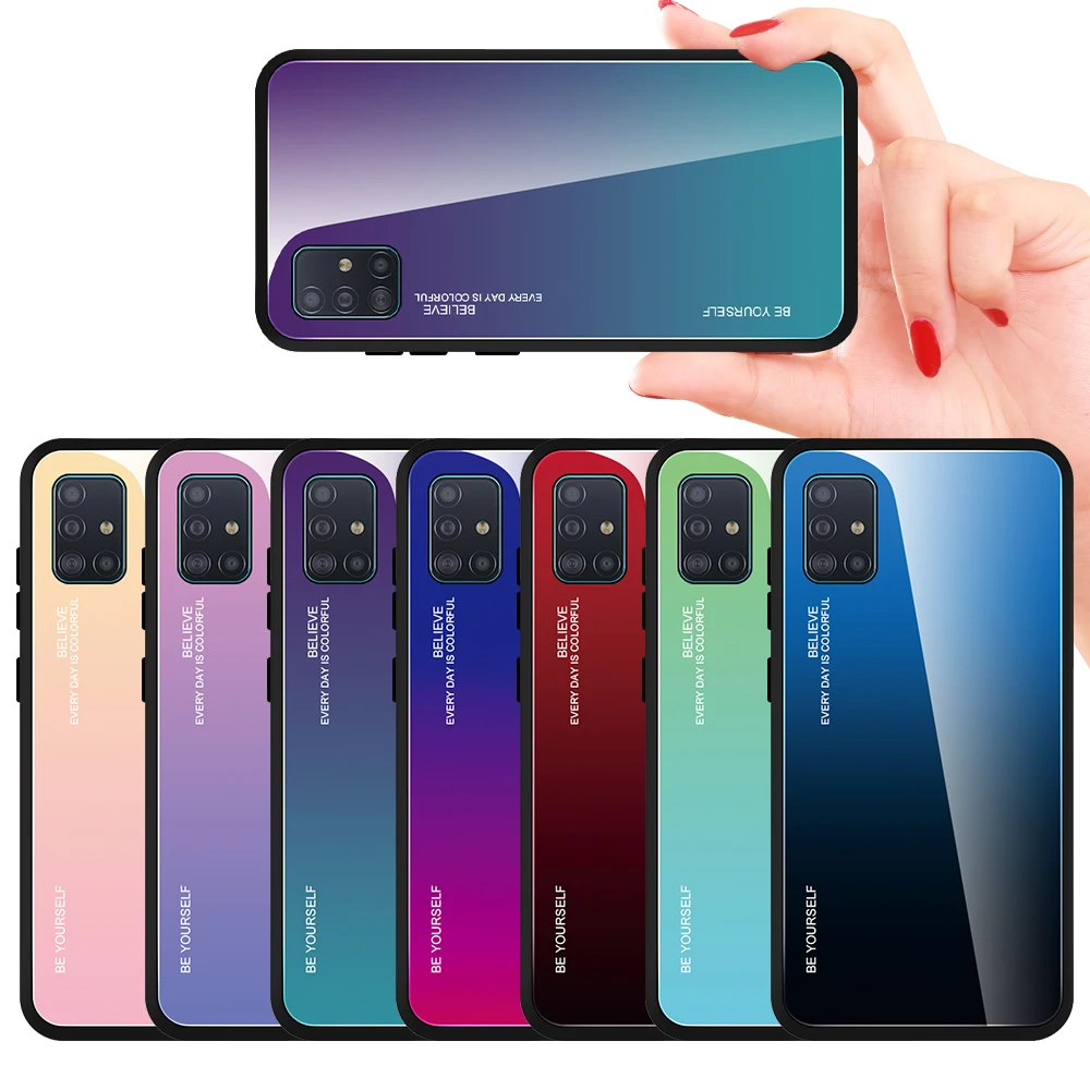new model best selling tempered glass TPU PC gradient color phone protective for samsung A51 phone case