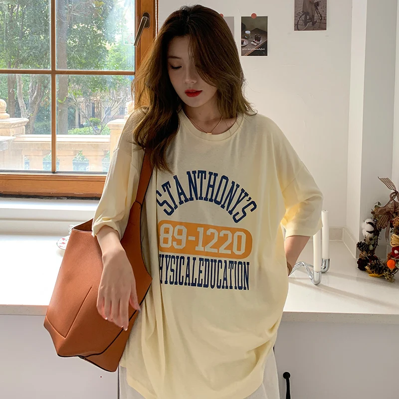 

American style retro letter 3 colors women t shirt, Picture showed